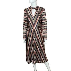 London Times Retro Striped Long Sleeve Midi Dress Women’s Sz 12